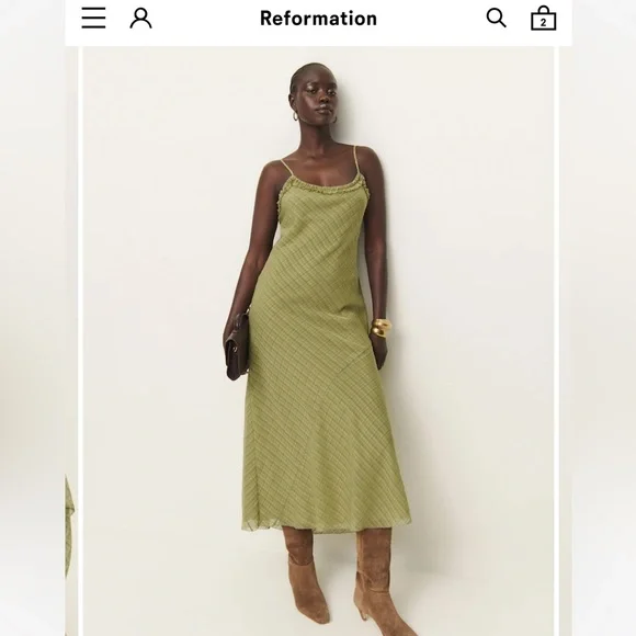 Reformation Imara Dress Green - Size XS